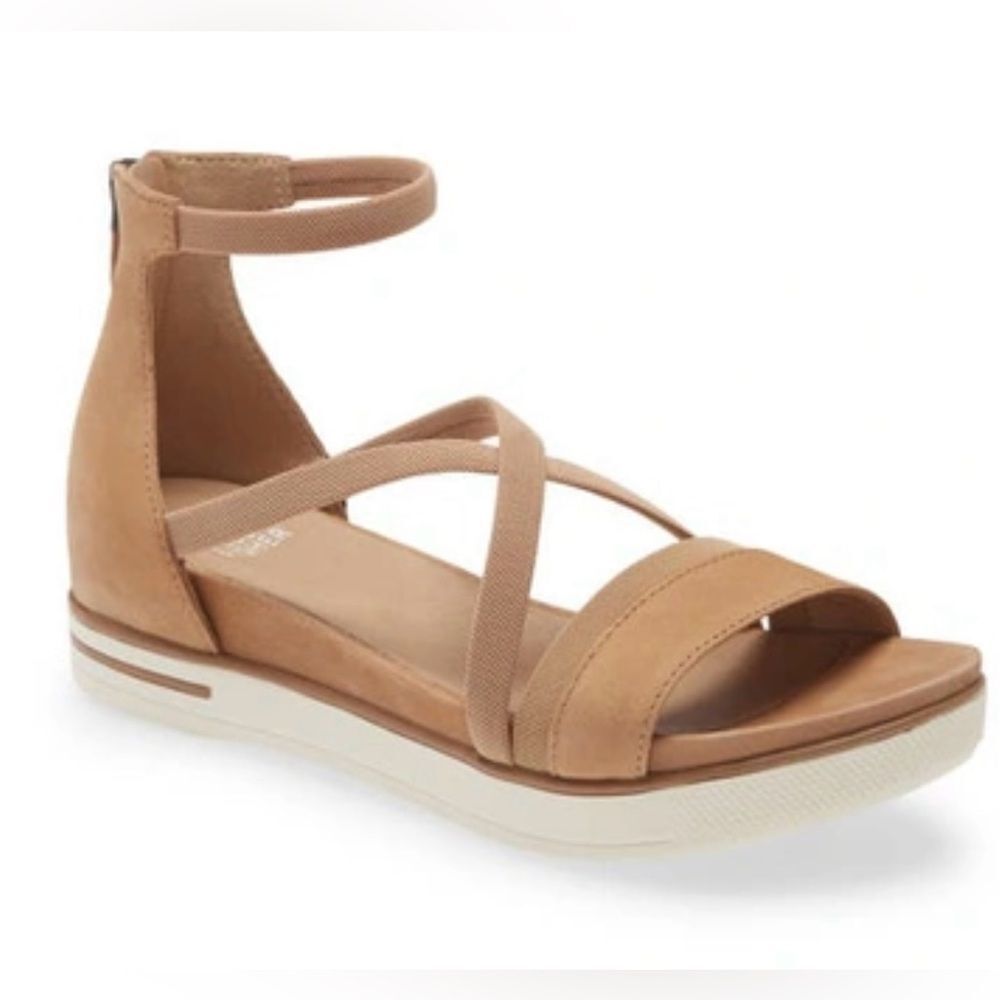 Eileen Fisher Sway Ankle StrapTan Nubuck Leather Sandals